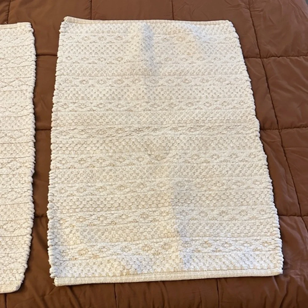 Cream and Tan  Bathroom Rugs - Set of 2